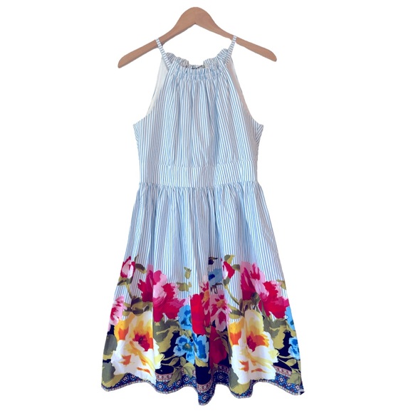 Vince Camuto Dresses & Skirts - Vince Camuto Striped Floral Fit & Flare Dress Blue White